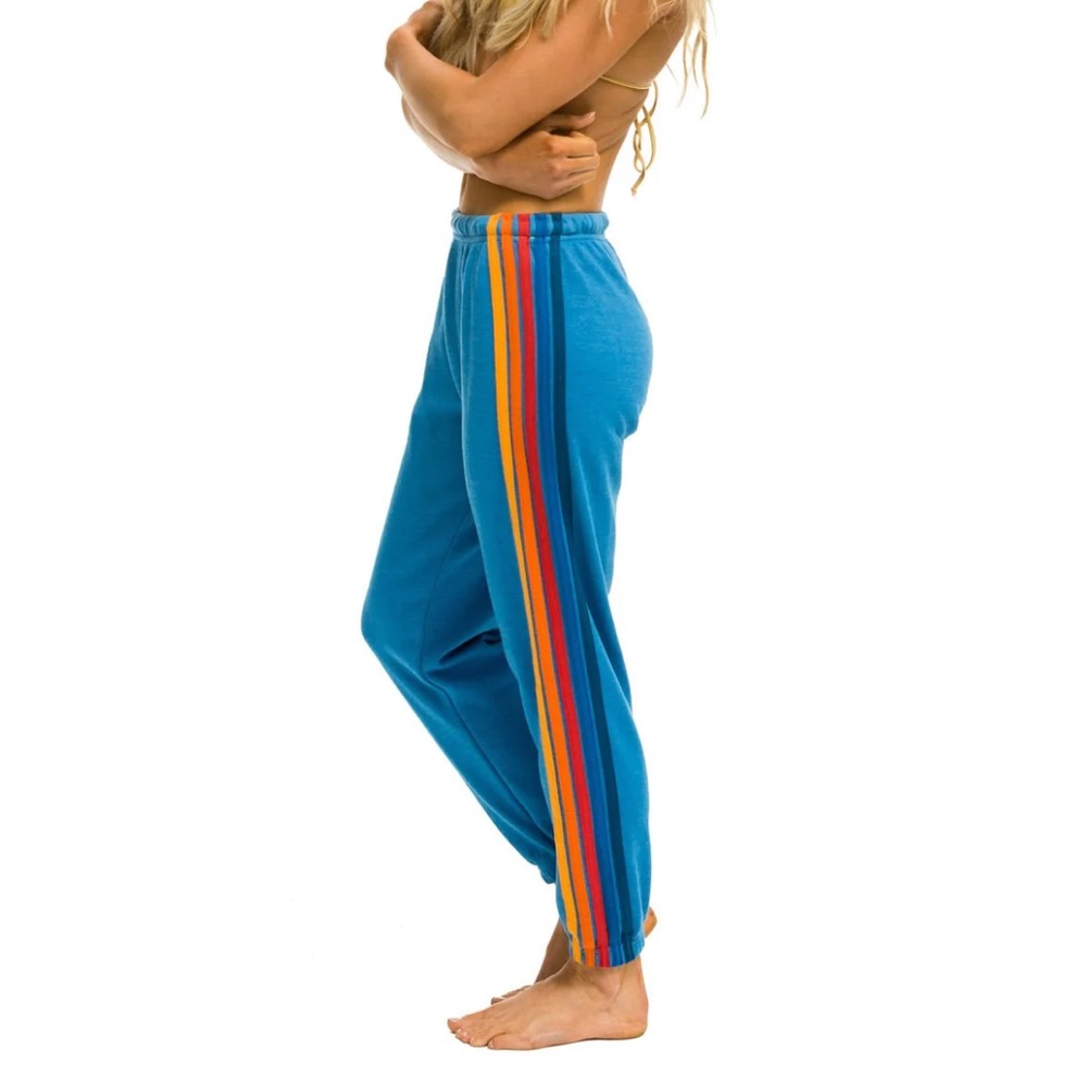 WOMEN'S 5 STRIPE SWEATPANTS - OCEAN 2